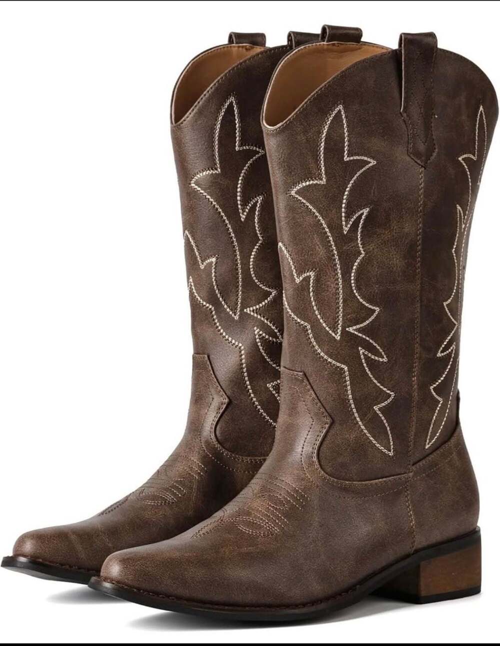 IUV Women's Cowboy Boots Dark Brown Size 8.5- Mid Calf Pointed Toe